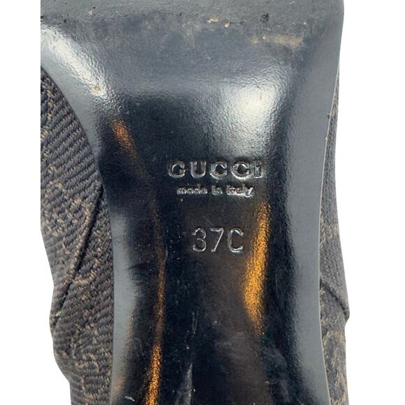 Gucci Boots GG Logo Monogram Supreme Chocolate Brown Leather Ankle Booties EU 37 - Picture 11 of 12